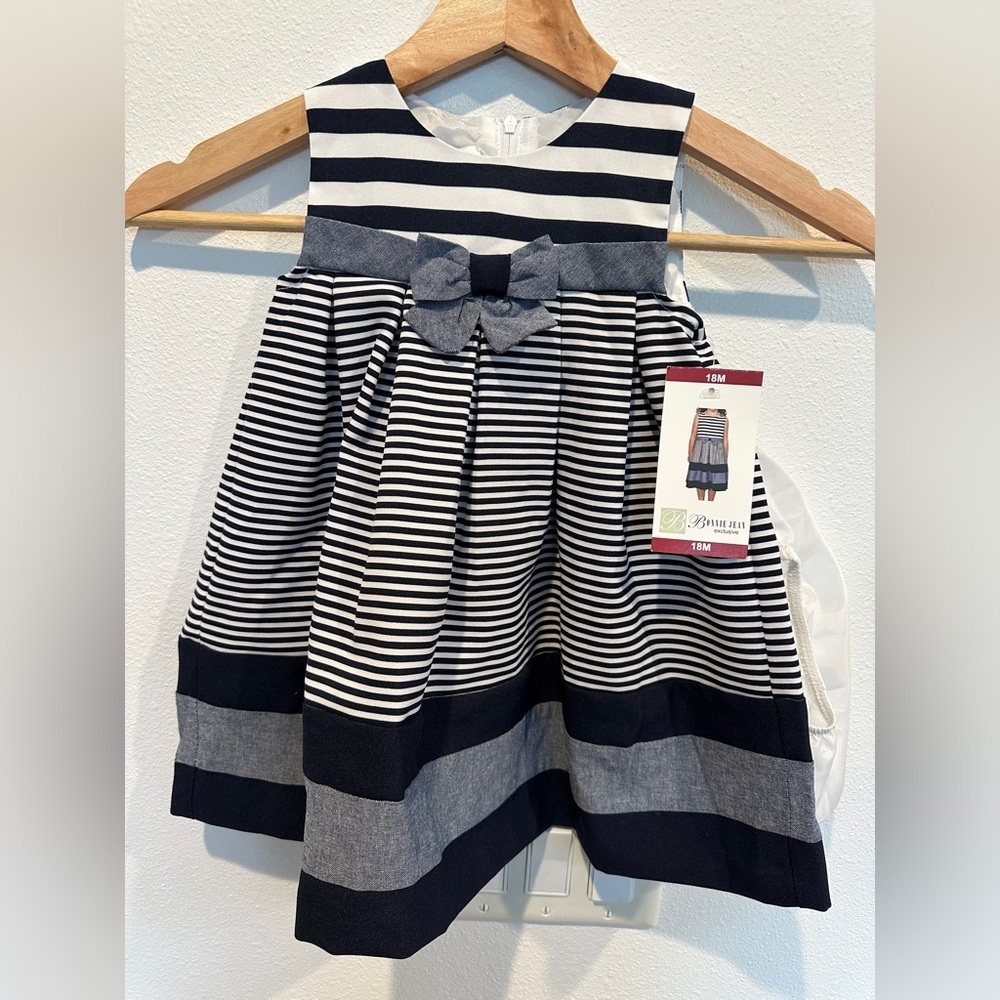 Bonnie Jean Navy and White Striped Dress